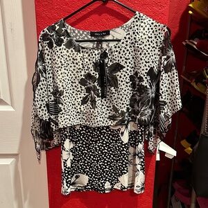 Adele & May Floral Black and White Women's Top